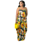 Spring and Summer Strap Tie-Dyed Printed Casual Loose Long Dress
