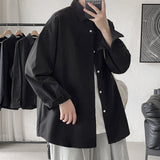 Men's Shirts Autumn Men's Large Size Solid Color Long Sleeve Shirt Loose