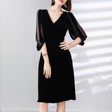 Work Dresses with Pockets Women's Lantern Sleeve Dress
