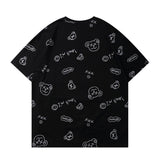 Men's T Shirt Summer Casual Tops Cartoon Bear Full Printed Short Sleeve T-shirt Men's round Neck Half Sleeve Idle Style Trendy Half Sleeve