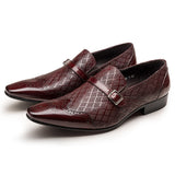 Indo Western Shoes Business Leather Shoes Buckle Square Toe Slip-on Leather Shoes Men