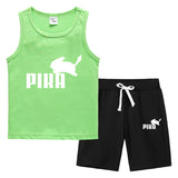 Children Pokemon Pikachu Tshirts & Shorts Summer Vest Middle Pants Sports Casual Sleeveless Two Pieces