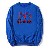 Boy Mama Hoodie Red Plaid Mama Printed Crew Neck Sweatshirt