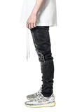 J Shaped Jeans Stretch Feet Pants Motorcycle Ripped Black Jeans Men