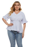 Women Plus Size Tops Spring/Summer V-neck Waist Trimming Shirt