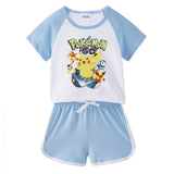 Children Pokemon Pikachu Tshirts & Shorts Short-Sleeved T-shirt Shorts Casual Sports Two-Piece Neutral