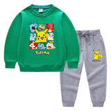 Children Pokemon Pikachu Hoodie & Pant Set Sweater Set Two-Piece Cotton