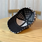 Vintage Check Baseball Cap Black-White Checker Board Plaid Rhinestone