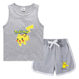 Children Pokemon Pikachu Tshirts & Shorts Casual Sweat Wicking Suit Neutral