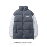 Men's Autumn Winter Coat Stand Collar Color Matching Cotton-Padded Jacket