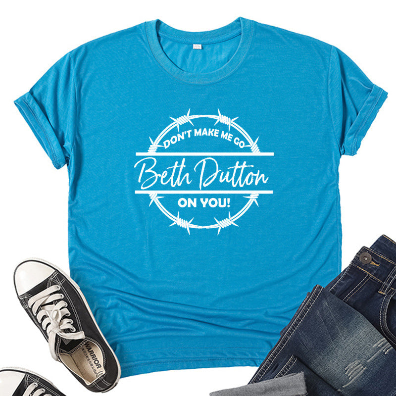 Beth Dutton Outfits Printed T-shirt Loose Casual Fashion