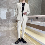 Double Brewed Seersucker Suit Spring Men Leisure Suit