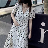 Black and White Dress V-neck Skirt French Dress