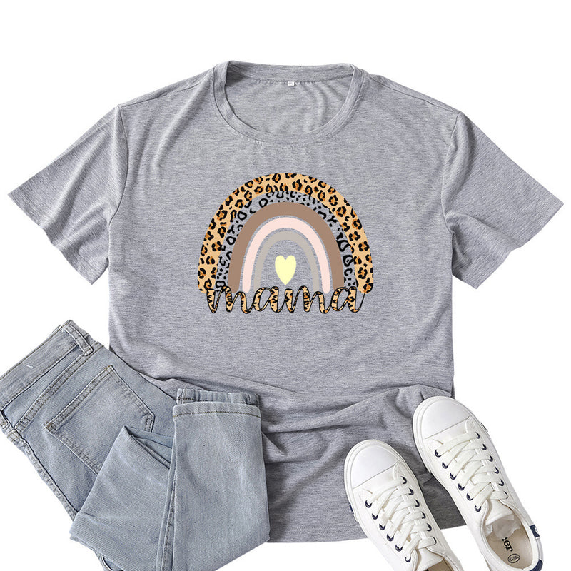 Boy Mama T Shirt Rainbow Mama Pattern Printed T-shirt