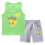 Children Pokemon Pikachu Tshirts & Shorts Vest Middle Pants Sports Casual Thin Two Pieces