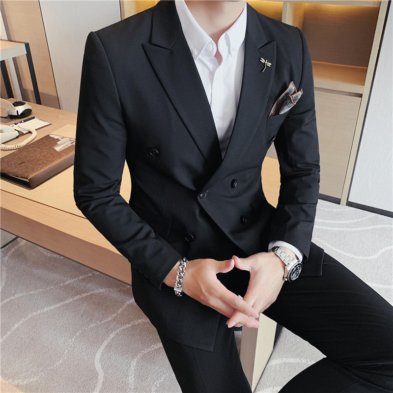 Double Brewed Seersucker Suit Autumn Men's Suit Two-Piece Suit