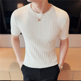 Men Short Sleeve T-Shirt Summer Knitted Short Sleeve T-shirt