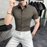 Men's Shirt Summer Men's Pinstripe Short-Sleeved Shirt