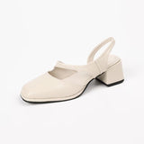 Nude Block Heel Sandals Simple Thick Heel Shoes