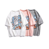 Cartoon Graffiti Short Sleeve T-shirt Men's Summer Loose Printed Top Cotton Half Sleeve T-shirt Tee