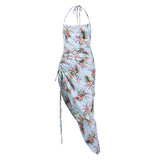 Women Summer Dresses Midi Dress  Women's Sexy Print Suspender Dress