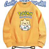Men and Women Pokemon Pikachu Hoodie Jingling Bao Ke Meng Bo Ke Bi Crew Neck Pullover Sweatshirt