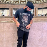 Present T Shirt Leopard Vintage Print Distressed Loose T-shirt