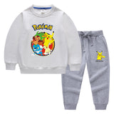 Children Pokemon Pikachu Hoodie & Pant Set Sweater Suit Solid Color Cotton Warm Trend