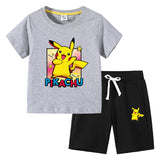 Children Pokemon Pikachu Tshirts & Shorts Cotton Children Short Sleeve Shorts Two Pieces