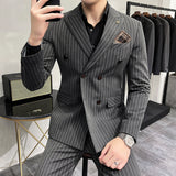 Seersucker Suit Striped Double Breasted Suit