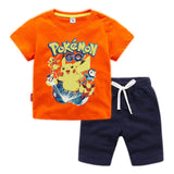Children Pokemon Pikachu Tshirts & Shorts Cotton Short Sleeve Shorts Two Pieces Neutral