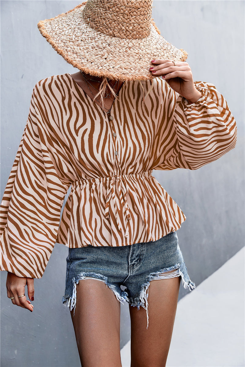 Zebra T Shirt V-neck Zebra Print