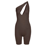Summer High Waist Tight Sleeveless Casual Sports One-Piece Shorts