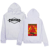 Thrasher Hoodie Letter Flame Print Solid Color Coat