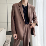 Double Brewed Seersucker Suit Leisure Suits for Men Baggy Coat