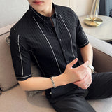 Men Shirts Slim-Fit Stretch Half-Sleeve Shirt