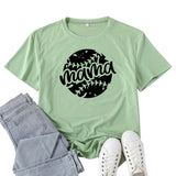 Boy Mama T Shirts Baseball Mama Pattern Printed T-shirt