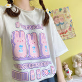 Gothic Lolita Harajuku Style Clothing Three Milk Rabbit Printed Cute T-shirt (Excluding Fake Collar)