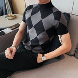 Men Short Sleeve T-shirt Summer Men's Short Sleeve Knitted T-shirt