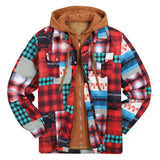 John Dutton Jacket Autumn and Winter Plaid Jacket Long-Sleeved Hooded Fake Two Pieces Cotton Padded Coat Men