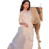 Fairy Dress White Temperament Long Dress Fairy Early Autumn Long Sleeves Women's Seaside Vacation