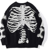 Skeleton Hoodie Skeleton Knitwear Men's Street Loose round Neck Sweater Pullover