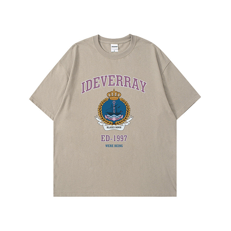 Man Summer T Shirt Badge Crew Neck