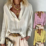 Women Bohemian Shirts Women's Spring Solid Color Long Sleeve