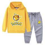 Children Pokemon Pikachu Hoodie & Pant Set Hooded Sweater Trousers Two-Piece Baby Cotton Sweater Set