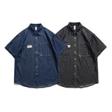 Men T Shirt Summer Casual Tops Men's Clothes Summer Wear Retro Men's Lapel Shirt Casual Denim Cargo Pants Shirt Trendy Men