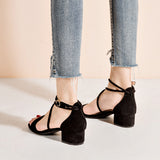 Nude Chunky Heel Roman Sandals