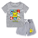 Children Pokemon Pikachu Tshirts & Shorts Casual Sweat Wicking Suit Neutral