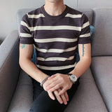 Men Short Sleeve T-Shirt Knitted T-shirt round Neck Pullover T-shirt
