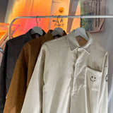 Corduroy Patch Jacket Corduroy Jacket Men Vintage Loose Shirt